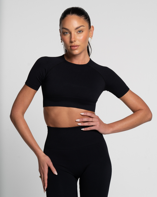 Cropped Seamless Tee - Onyx