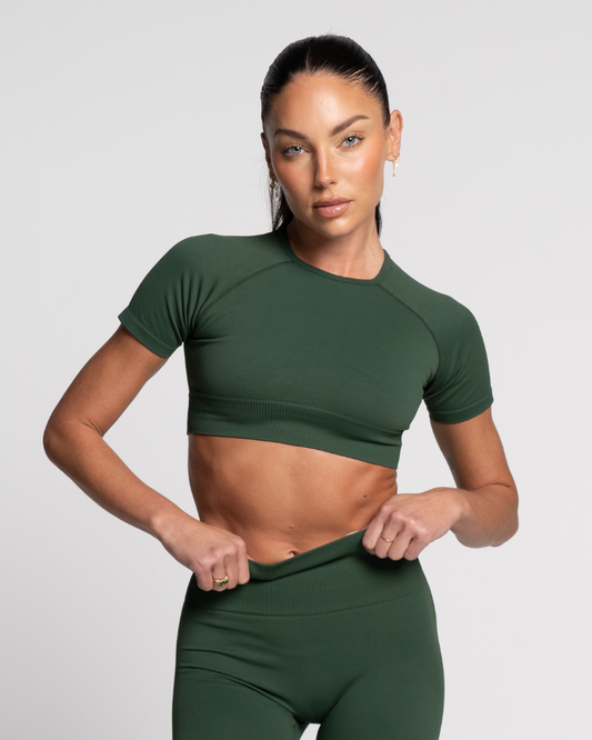 Cropped Seamless Tee - Emerald