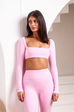 Chrissy Smooth Long Sleeve Crop - Baby Pink